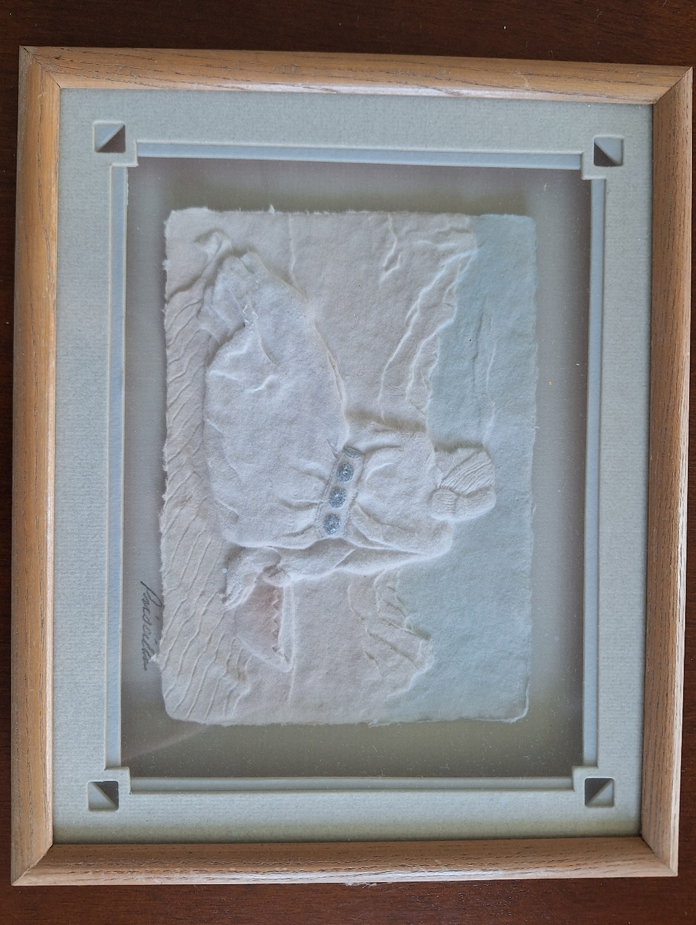 Figi Graphics Signed Priscilla 3-D Hand Cast Paper Framed 9 "x 11" Wall Art